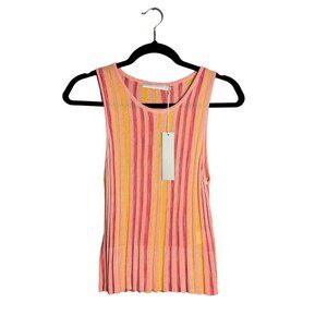 One Grey Day Knit Tank‎ Size XS Lightweight Sleeveless Top Stripe Pink Yellow